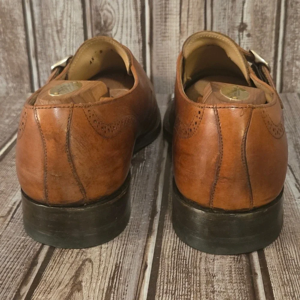 9 UK/ 10 US Mens Charles Tyrwhitt Monk Strap Tan Leather Wingtip Brogue Shoes